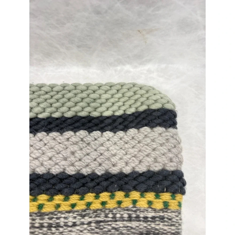 Handwoven Wool Multi-Textured Striped Boho Pillow Cover 19x19 Square